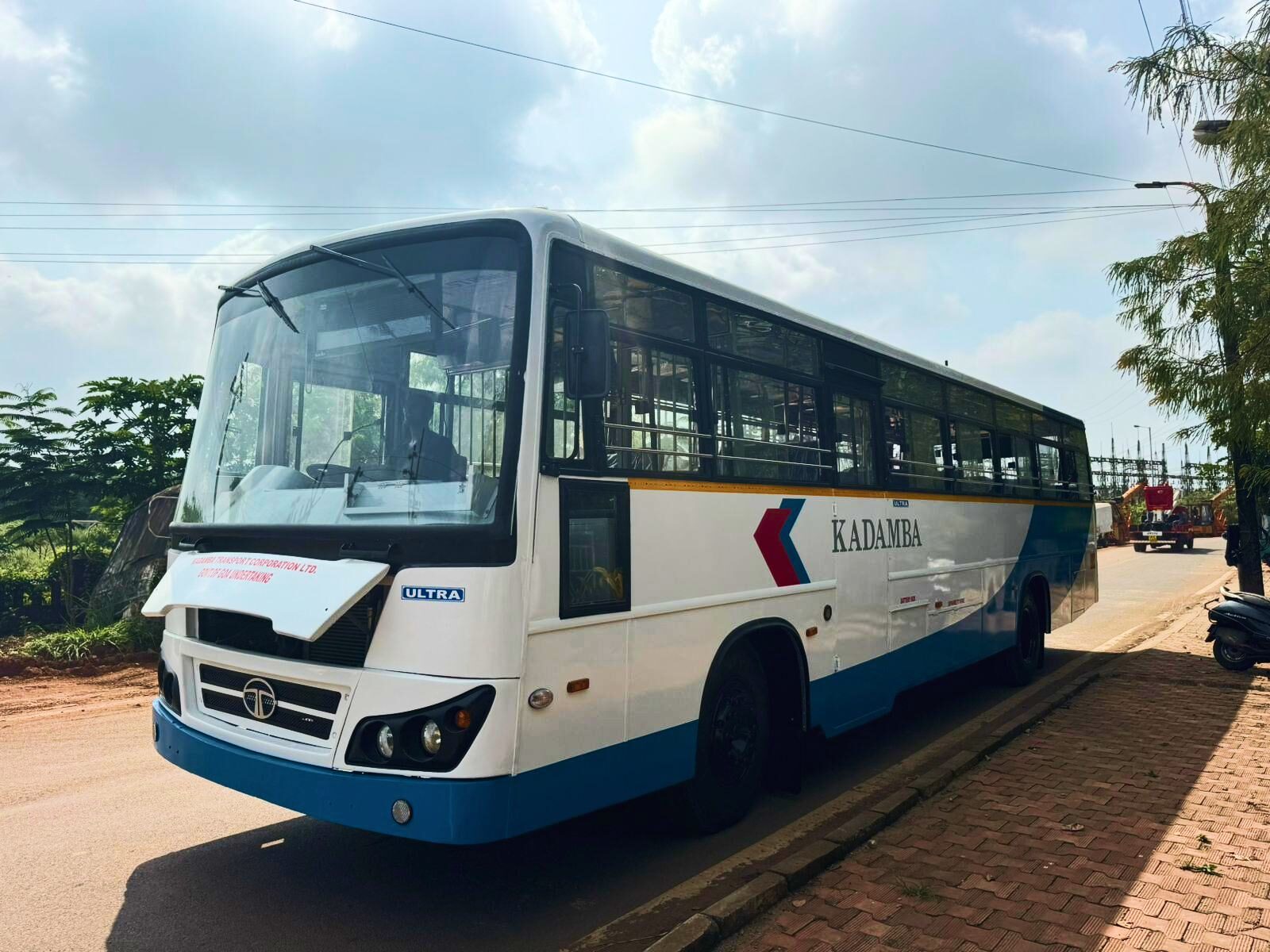 A Kadamba Transport Corporation bus body built by Ultratech Automotive